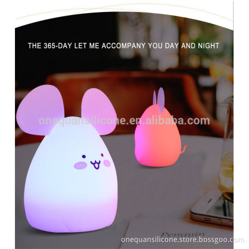 Cute animal shape silicone led night light for Christmas gift